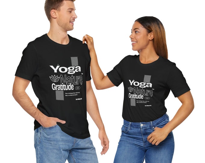 Yoga Nature Gratitude Black, Pink, Green, Purple, Blue and Teal, Unisex Jersey Short Sleeve Tshirt