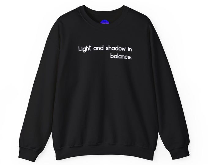 Light and shadow in balance Gemini Zodiac sweatshirt | Minimal text crewneck
