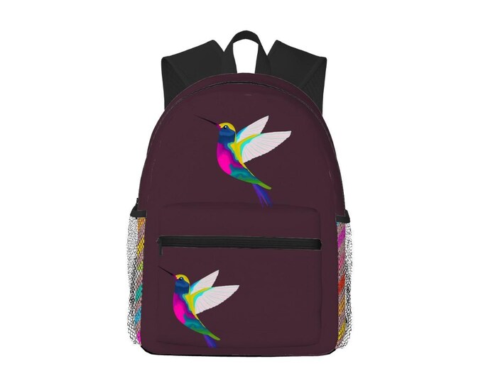 Native Berry Hummingbird Oxford Backpack with Changeable Pocket Pattern