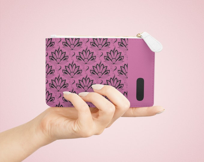 Initial I Pink and Black Succulents Mini Clutch Bag-Initial-Initial I