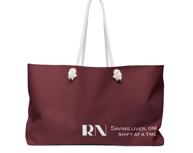RN Saving Lives One Shift at a Time Wine Weekender Bag | Nurse Tote