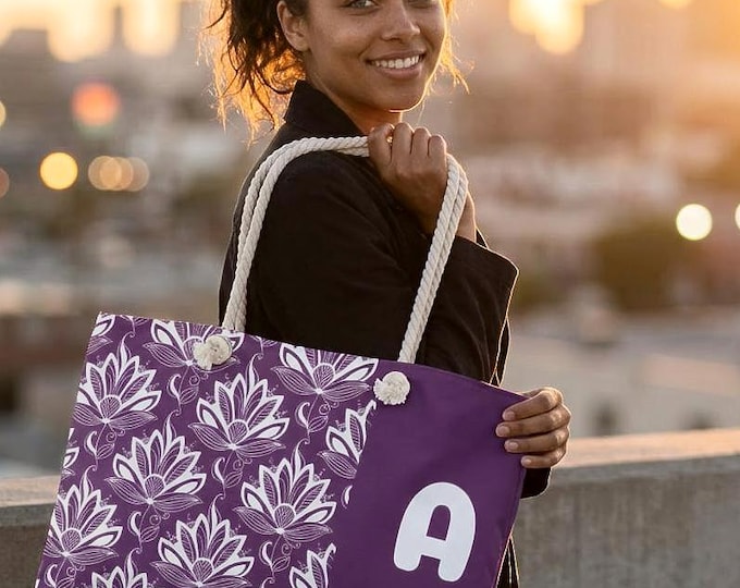 Mulberry Bloom Chic Succulent Floral Weekender Tote Bag | Personalized with your Initial