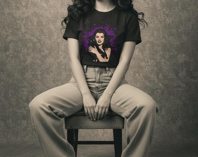 Gothic Cat Lover Tee | Witchy Vibes, Unisex T-shirt for Halloween, Casual Wear, Gift for Cat Lovers and Witches