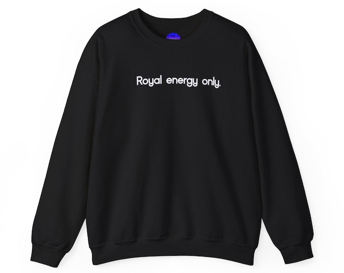 Royal energy only Leo Zodiac Sweatshirt | Minimal text crewneck, Black statement sweater