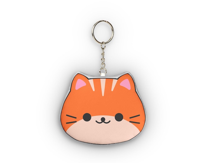 Cute Orange Tabby Cat Mini Plush Keychain | Custom Shape