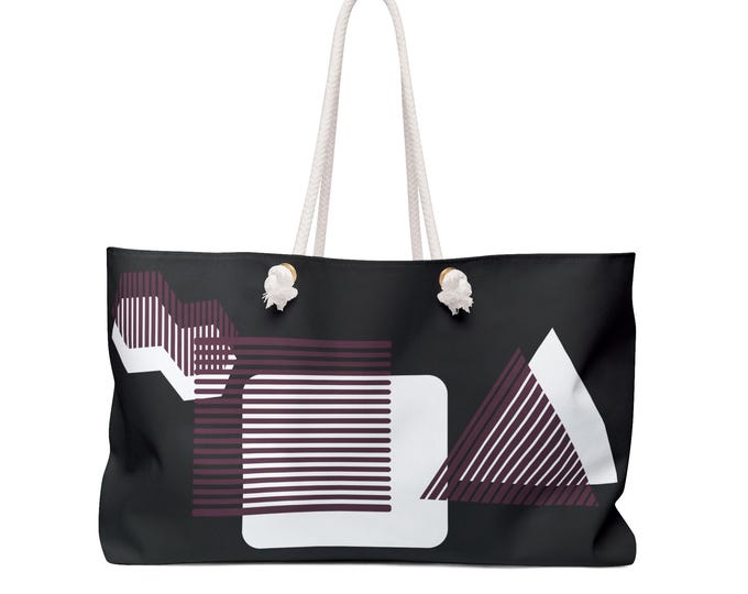 Geometric Abstract Shapes Weekender Bag | Modern Stripes Triangle Square
