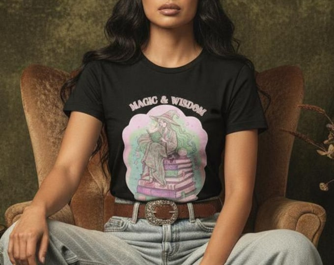 Magic & Wisdom Unisex Tee • Witchy Wisdom Shirt • Halloween Mystic Gift • Occult Reading Graphic Tee