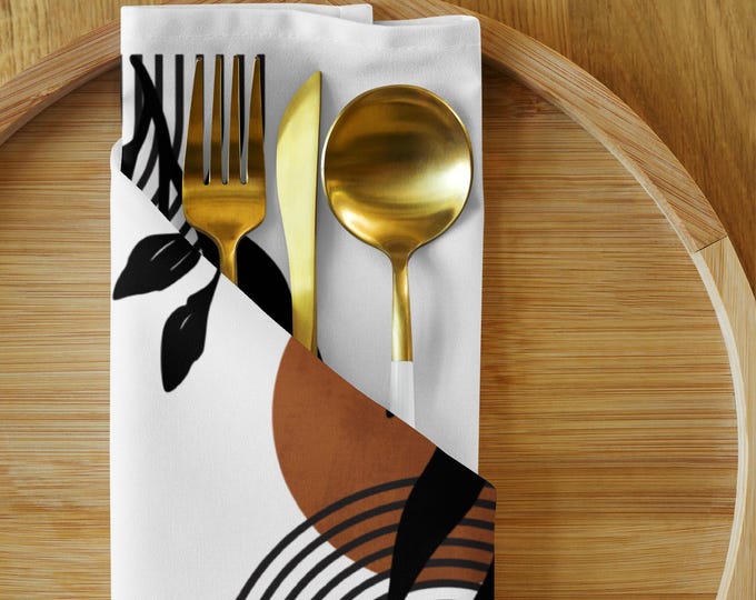 Brown, Black and White Boho Design Cloth napkin set