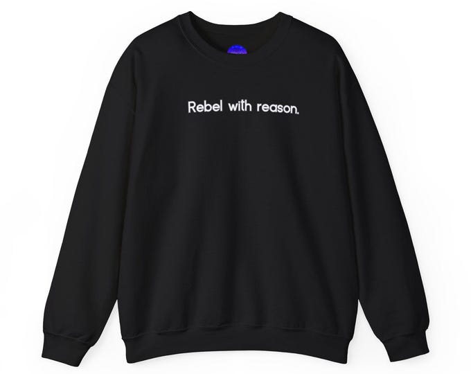 Rebel with Reason Aquarius Zodiac sweatshirt | Minimalist text crewneck, black pullover