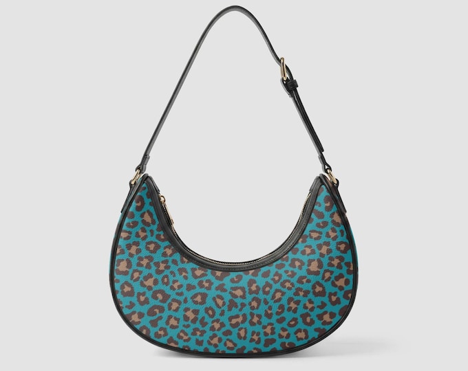 Aqua Leopard Pattern Elegant Underarm Bag