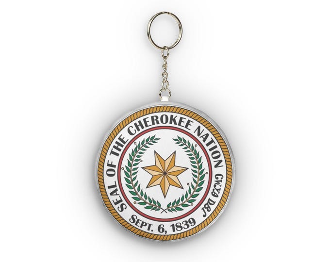 Cherokee Nation Custom Shape Mini Plush Keychain | Tribal Emblem Keyring