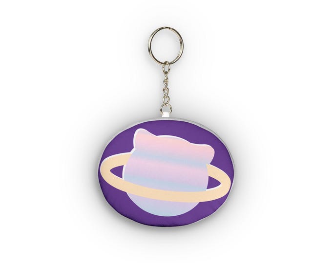 Pastel Cat Planet Custom Shape Mini Plush Keychain | Space Kawaii Accessory