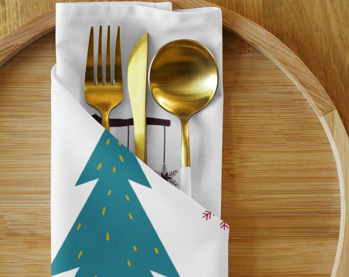 Boho Christmas Family 4 Piece Cloth napkin set