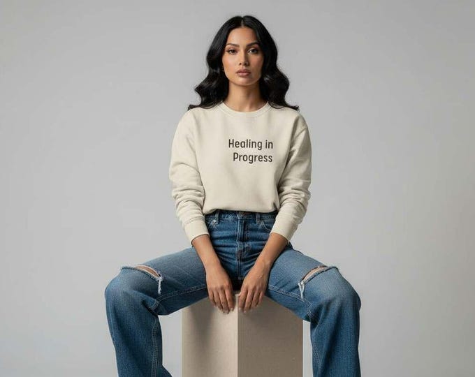 Healing in Progress Typography sweatshirt | Minimal Self Care Crewneck