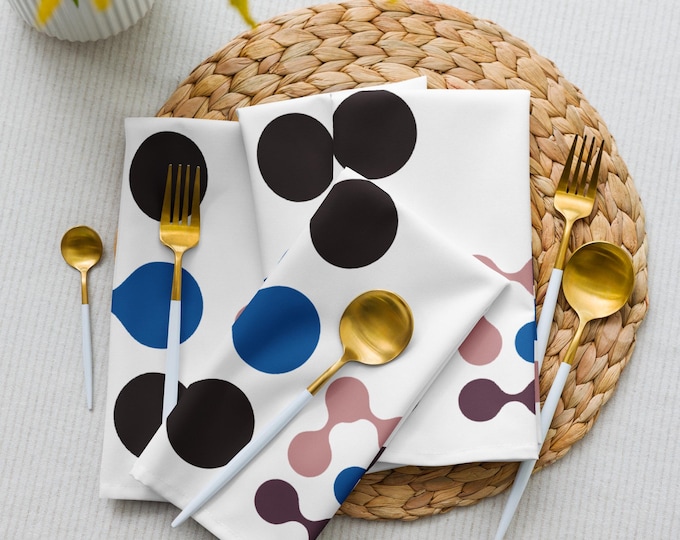 Modern Contemporary Geometric White Cloth 4 Piece Napkin Set