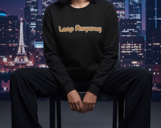 Leap Anyway text The Fool Tarot Crewneck sweatshirt | Retro bubble, motivational slogan