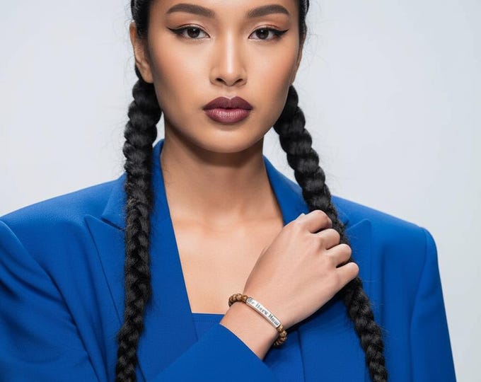 Jasper Engraved Stone Bracelet, Personalized Jewelry, Nature-Inspired Gift, Meaningful Keepsake, Bohemian Accessory, Gift for Him or Her