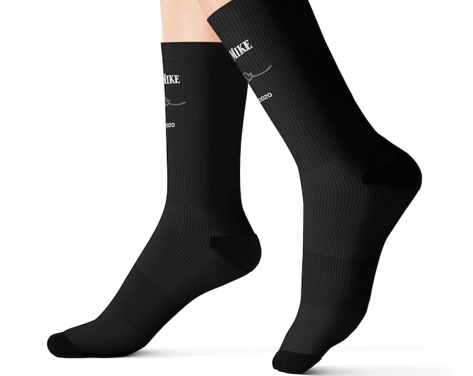 Custom Couples Minimal Black Anniversary Date Socks sublimation socks | Athletic Crew Socks