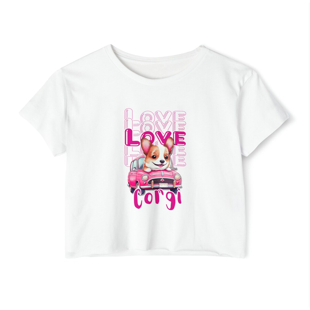 Girls Pink Corgi Dog Cotton T-Shirt