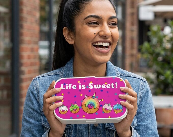 Donuts Everyday is Sweet! Bento Lunch Box with Utensils (PLA Bioplastic)