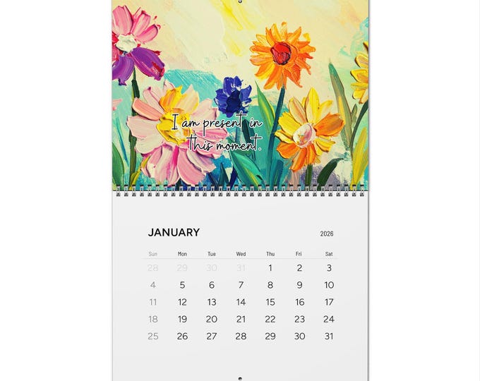 Floral & Abstract Spiritual Inspirational Wall Calendar 2026 | 12-Month Spiral Calendar