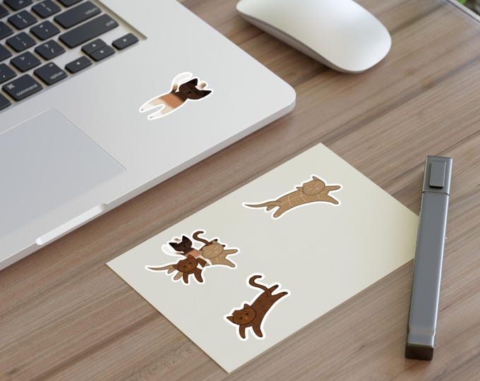 Cat S’mores Trio Sticker Sheets –Cat Stickers for Journals, Planners, Laptops, Scrapbooks & Gifting – Holographic or Transparent Vinyl