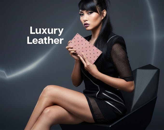 Luxury Napa Leather Travel Wallet – Featherlight Pink Polka Dot Design, Handmade to Order, Premium Leather Passport Wallet