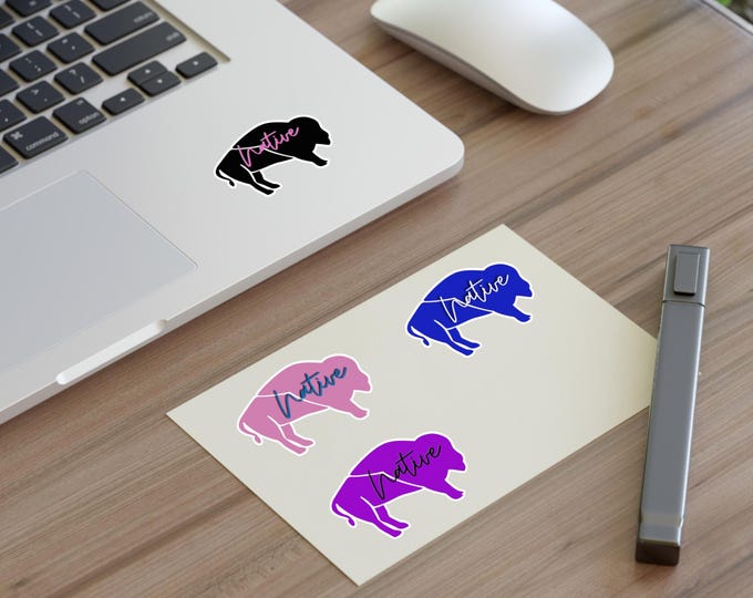 Native Bison Sticker Sheet, Indigenous Designed, Holographic, Transparent and White Options, Durable, Eco-Friendly, Laptop, Journal Decor