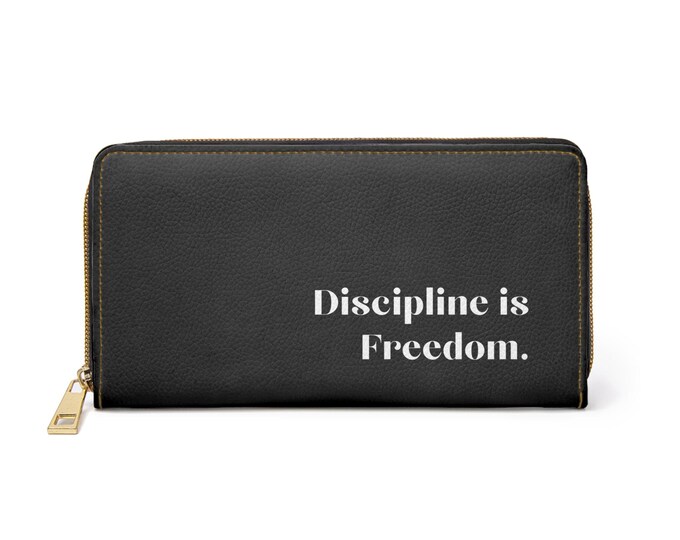 Discipline Is Freedom Zipper Wallet | Motivational Quote Wallet