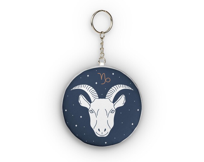Capricorn Goat Zodiac Custom Shape Mini Plush Keychain | Astrology Accessory