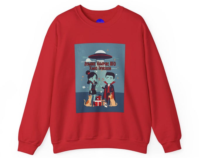 Alien Vampire Duo Christmas sweatshirt | Cute Vampire Couple Illustration