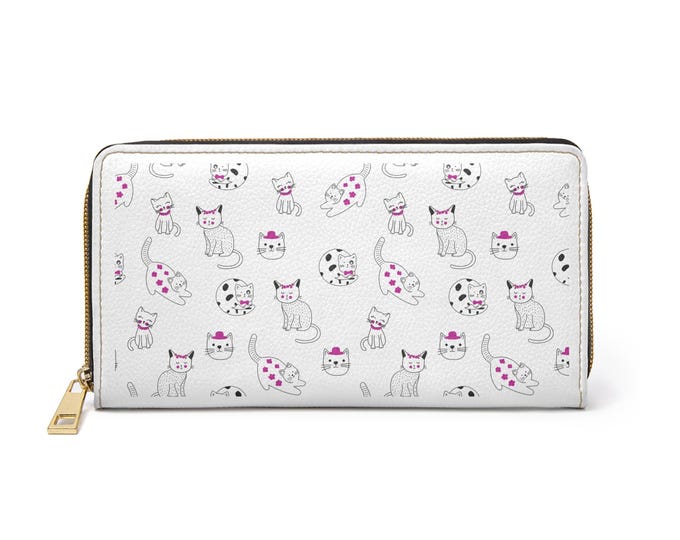 Black and White Cute Cats Zipper Wallet