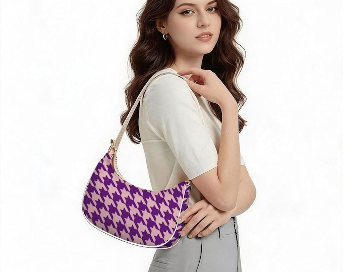 Purple Pink Houndstooth Shoulder Bag