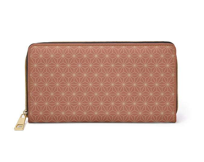 Asanoha Geometric Floral Pattern | Oatmeal and Clay color Wallet