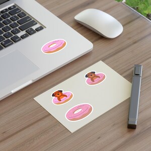 Niedliche Hund und Donut Aufkleber Blätter | Vinyl Stickers für Planer, Scrapbooking, Geschenke für Hundeliebhaber | Weiß, Klar oder Holografisch
