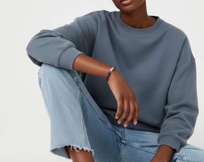 Sodalite Personalized Natural Stone Bracelet - Insight Engraved Bar, Meditation, Spiritual Jewelry, Gemstone Bracelet, Mindfulness Accessory