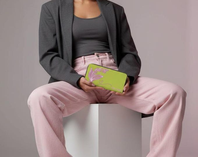 May Birth Month Flower Designed Lime Long Wallet | Lily of the Valley