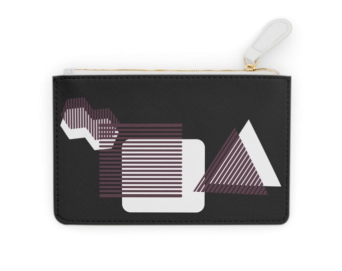 Abstract Geometric Shapes Mini Clutch Bag | Modern Triangle Square Stripe Design