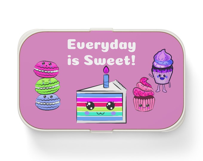 Everyday is Sweet Kids PLA Bento Box with Band and Utensils