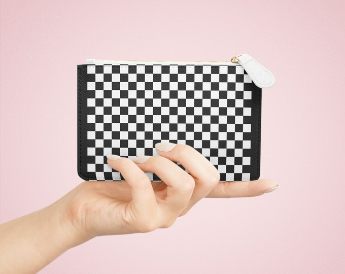 Black and White-Checkered-Wallet-Card holder-Mini Clutch Bag