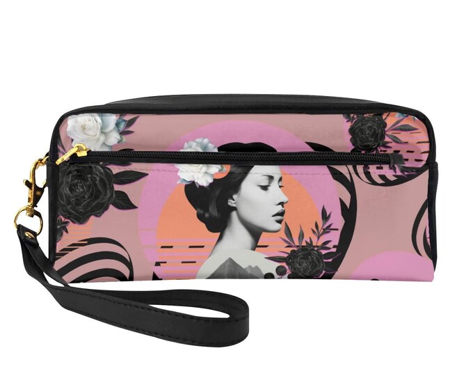 Clean Girl Minimalist Featherlight Pink Rectangular Leather Makeup Bag | Compact, Stylish, Multi-Purpose Travel Organizer | Gift for Her