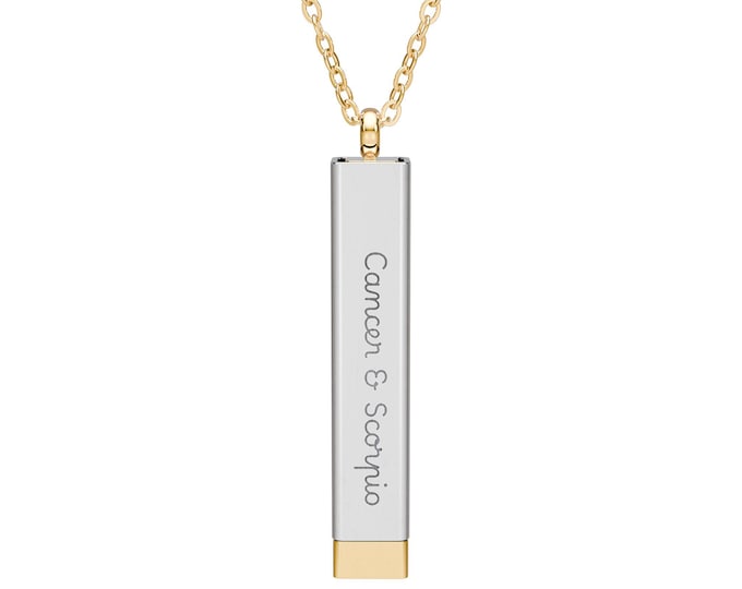 Couples and BFFS Hidden Message Sliding Bar Necklace | Engraved Sliding Bar Necklace