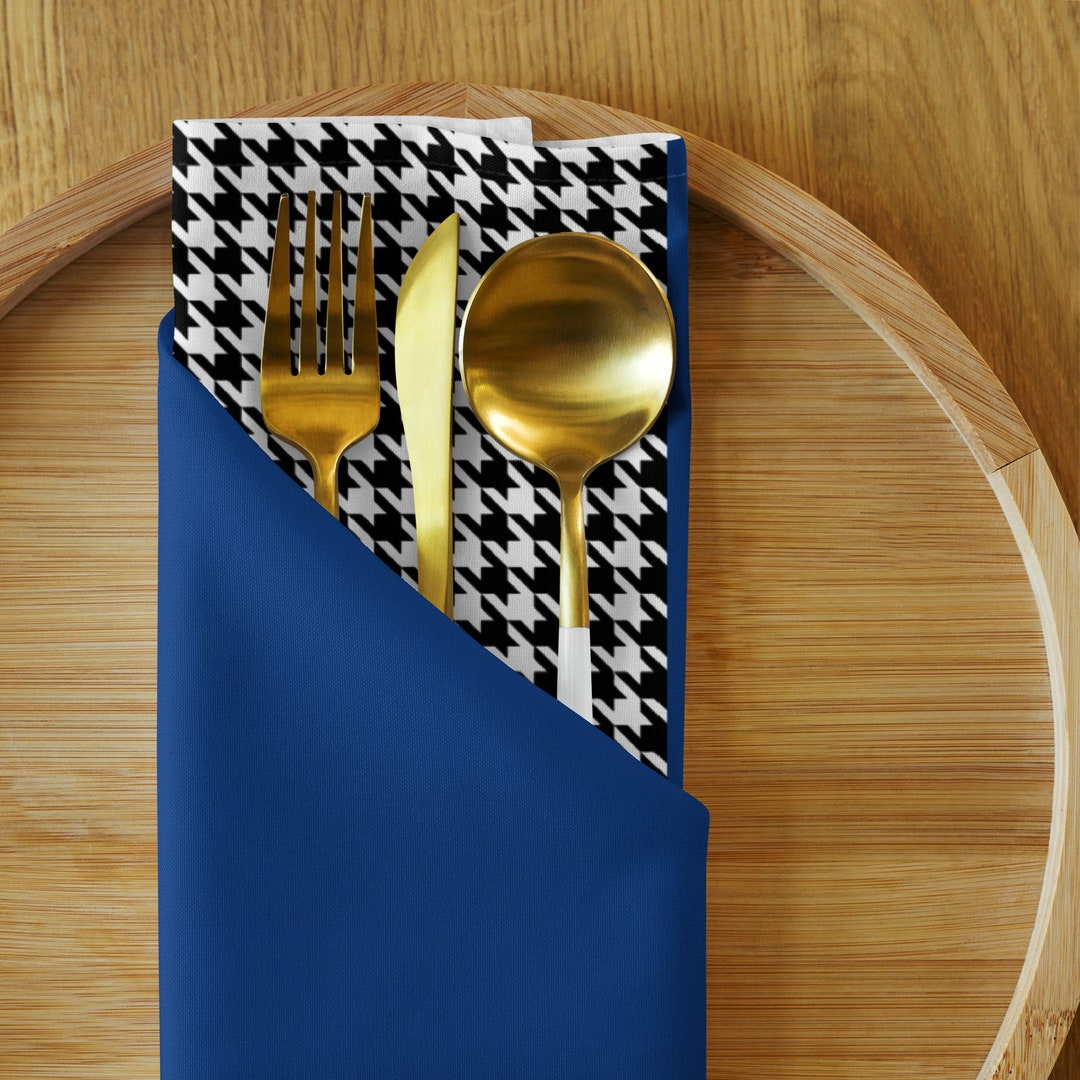 Dark Blue With Houndstooth Pattern, Breakfast, Lunch, Dinner Cloth