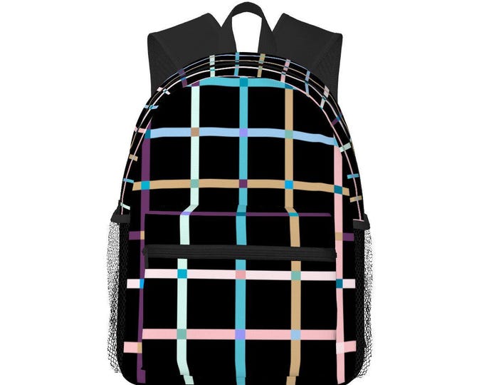 Plaid Multi color Black Oxford Backpack