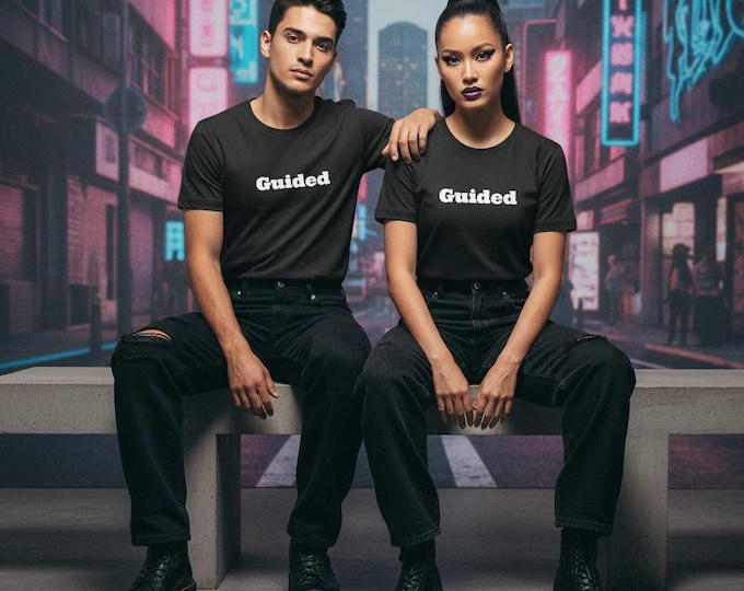 Guided tee | T-Shirt, Minimal Text Graphic, Spiritual Message