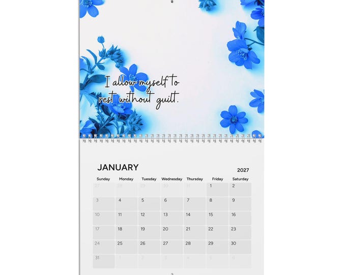 Floral Mental Health Inspirational Quote Wall Calendar 2027 | Motivational Monthly Calendar
