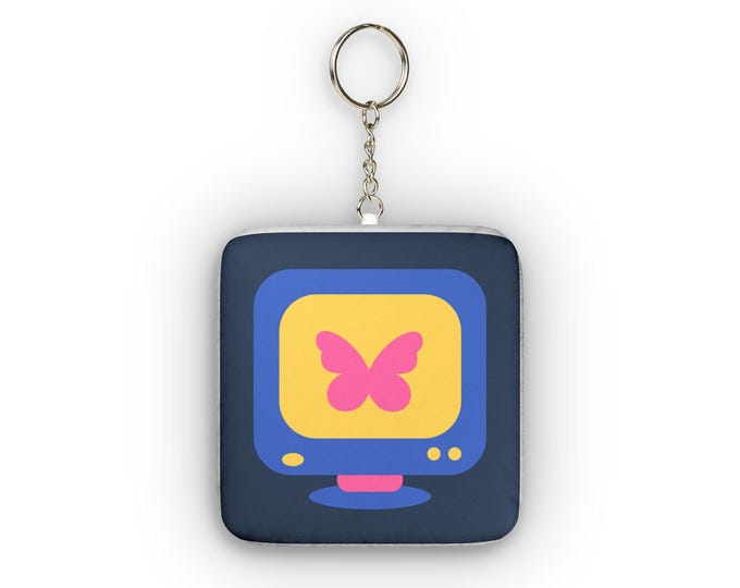 Retro Butterfly Monitor Custom Shape Mini Plush Keychain