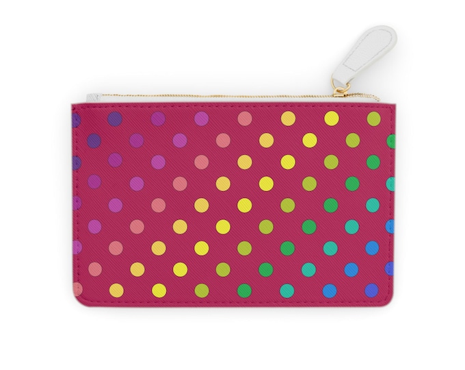 Rainbow Polka Dot Mini Clutch Bag | Colorful Dots Fuchsia