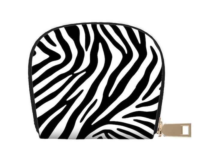 Black White Zebra Pattern Small Semicircle Card Holder
