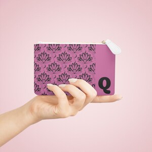 Mini pochette rose et noire plantes succulentes Initial Q-Initial-Initial Q